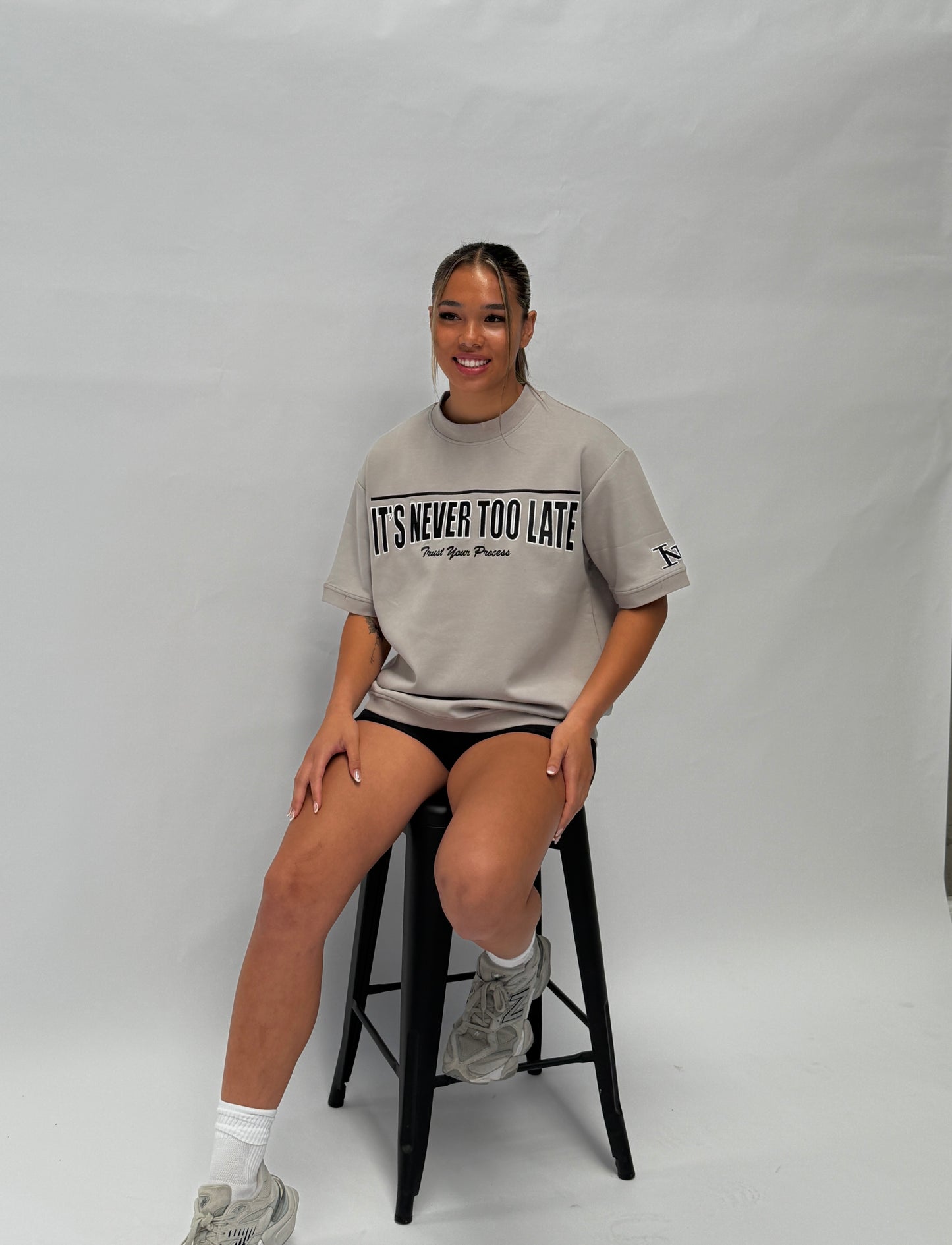 Oversized Flex Tee- Light Grey