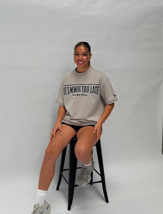 Oversized Flex Tee- Light Grey